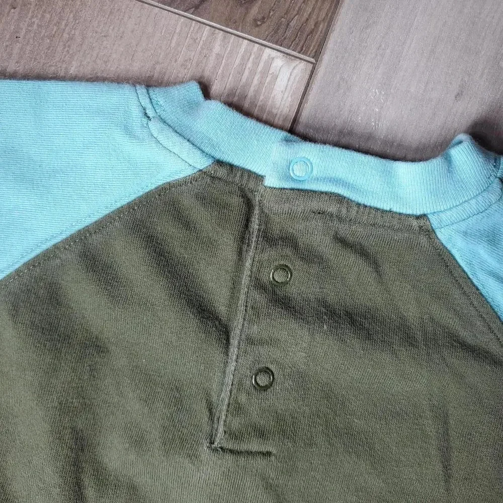 Gymboree Size 12-18m Baby Toddler Boy Long Sleeve T-Shirt Green Blue GUC